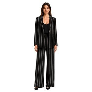 A.L.C. Studio LX Silk Pinstripe Blazer & Wide Leg Pants Suit Set Women's Size 2
